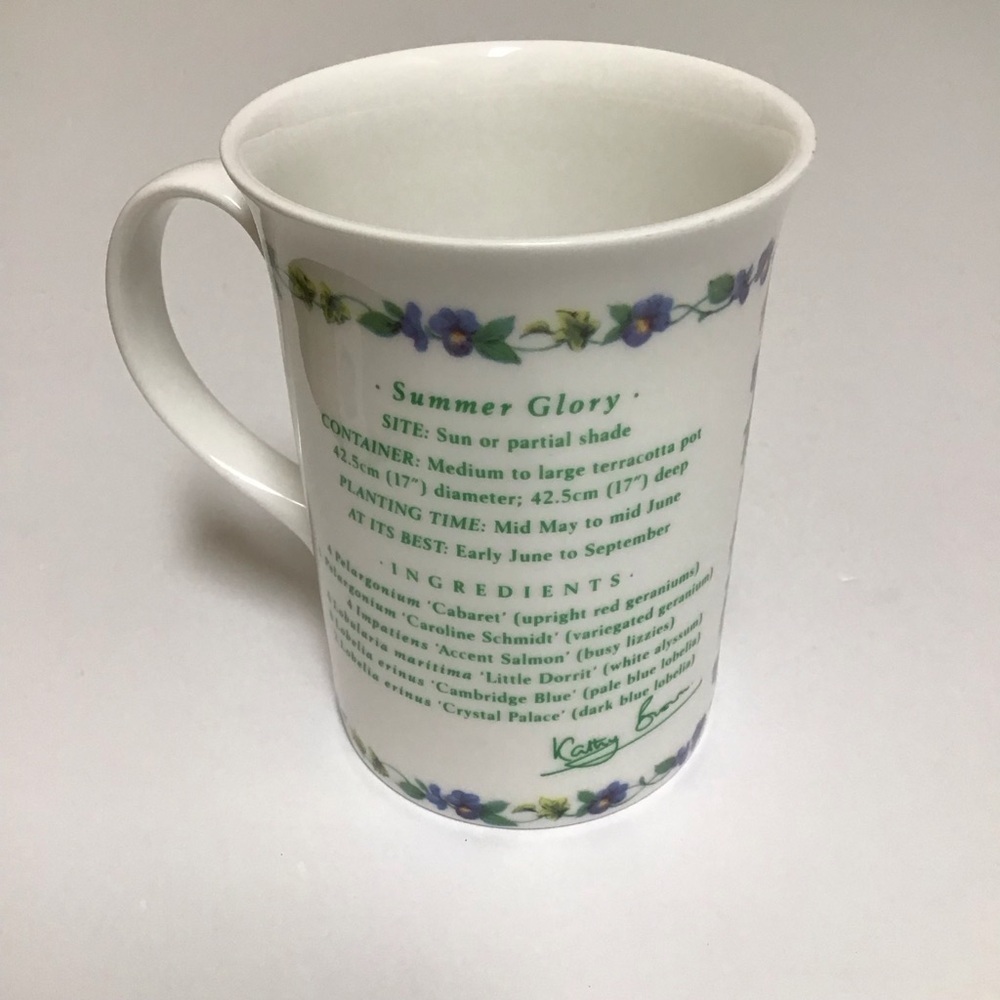 Queen's Fine Bone China Tea Cup Geranium Recipe Gardening Coffee Mug Kathy Brown - Picture 15 of 16